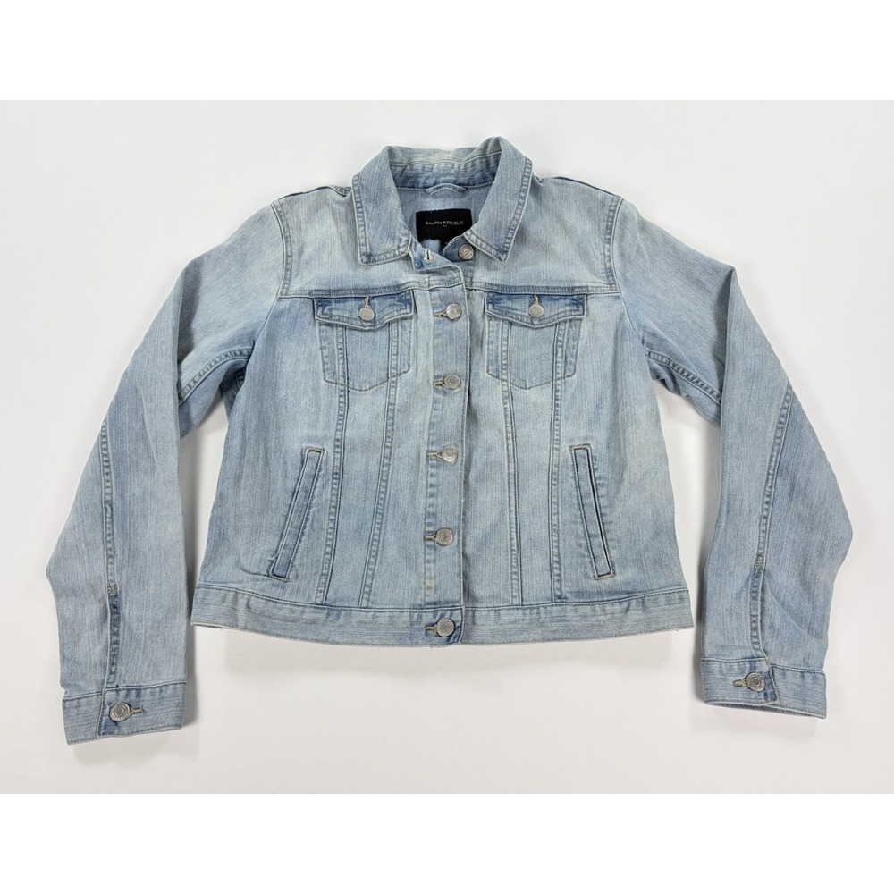 Banana Republic Light Wash Denim Jean Jacket Women's Medium Trucker Coat Stretch